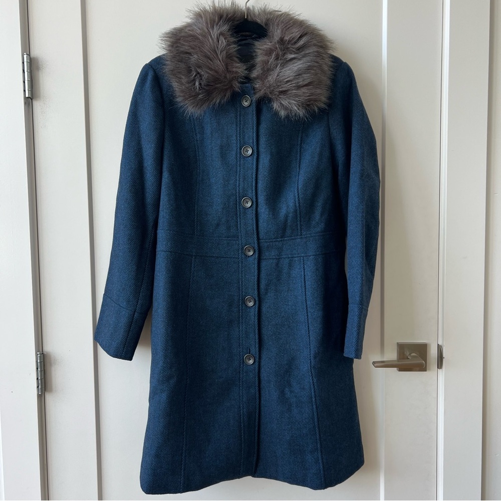 Banana Republic Factory Faux Fur Collar Twill Coat